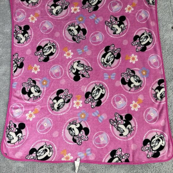 Disney Junior Minnie Mouse Plush Baby Girl Baby Blanket Pink 70s Retro Groovy - Picture 7 of 10